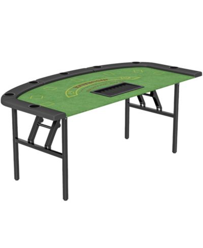 Soozier 72" Foldable Poker Table, Portable 8-Player jack Table