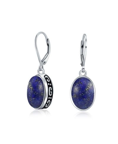 Серьги Bling Jewelry из стерлингового серебра с голубой бирюзой 3.2CTW