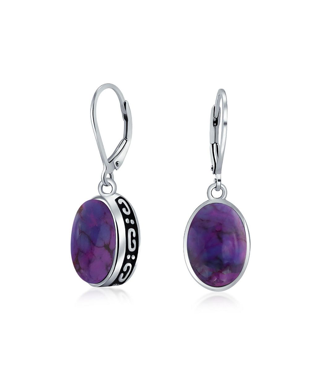 Bling Jewelry Bali Style Blue Turquoise Drop Earring Bezel Scroll Edge Sterling Silver