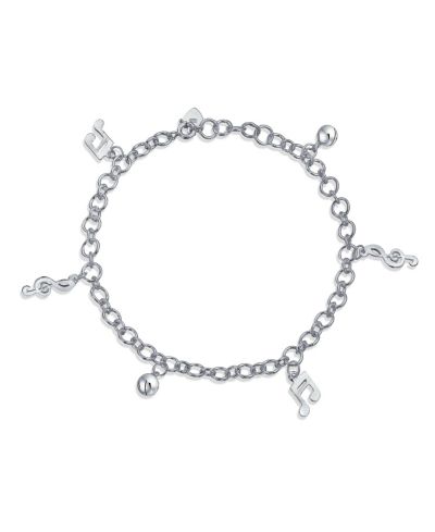 Браслет на ногу Bling Jewelry с подвесками в виде музыкальных нот и ключа, стерлинговое серебро .925