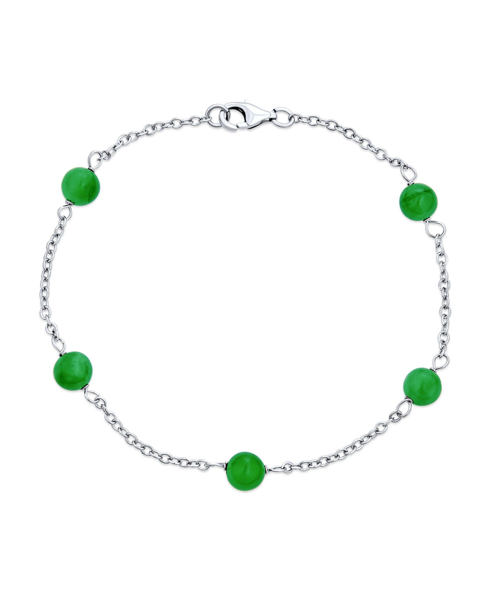 Браслет Bling Jewelry Delicate Jade Bead Ball Tin Cup из серебра 925 Sterling Silver