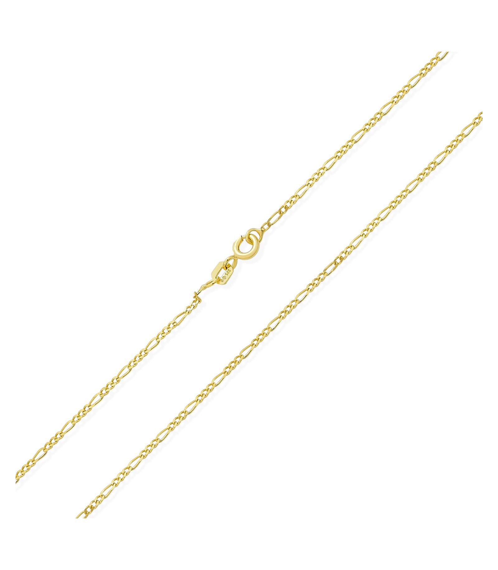 Bling Jewelry Ultra Thin Lightweight 1.2MM Figaro Link Chain Necklace 14K Gold Plated .925 Sterling Silver 20"