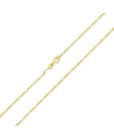 Bling Jewelry Ultra Thin Lightweight 1.2MM Figaro Link Chain Necklace 14K Gold Plated .925 Sterling Silver 20"