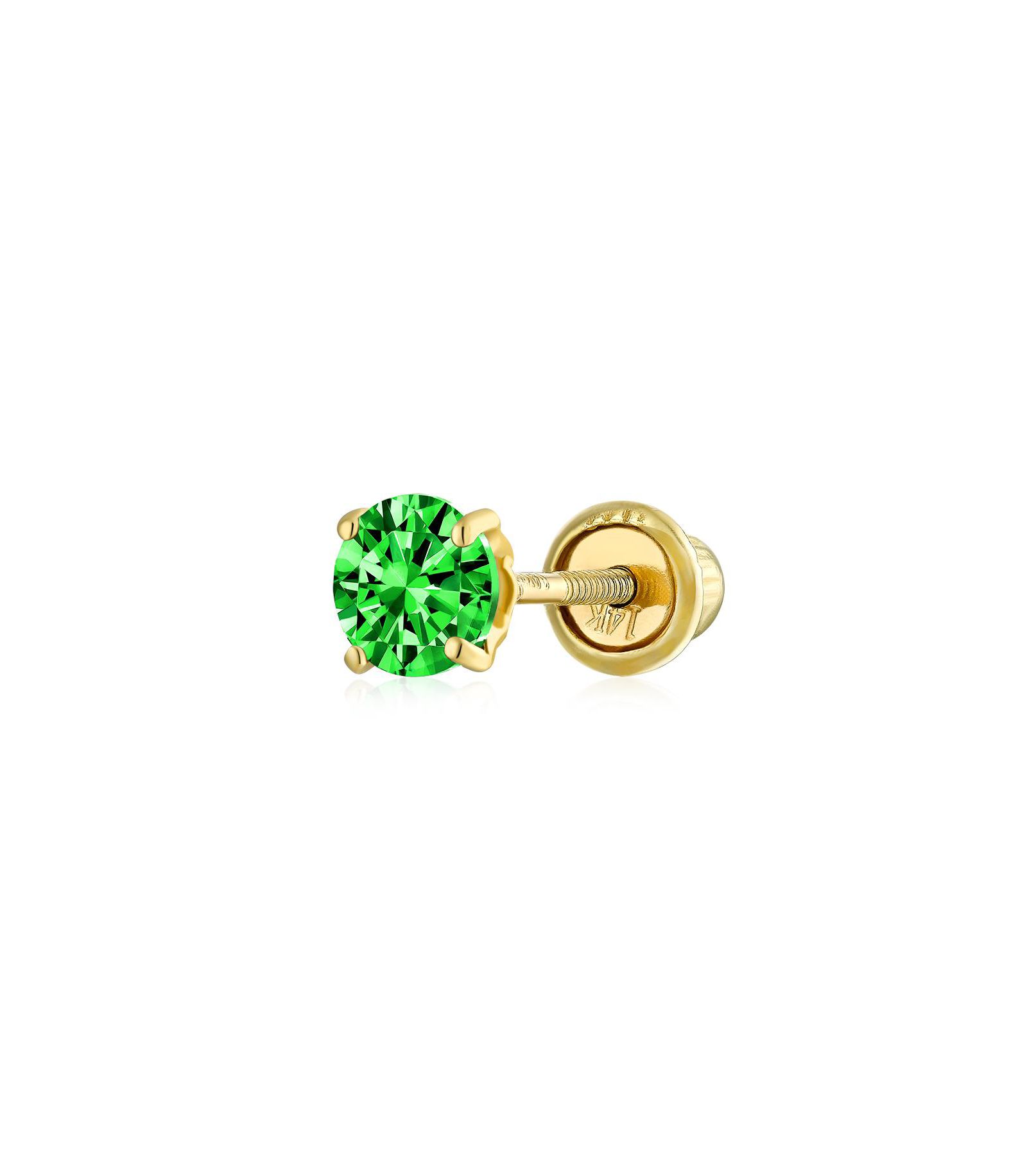 Bling Jewelry Tiny 3MM Blue Topaz Solitaire CZ Cartilage 1 Stud Earring Yellow 14K Gold Screwback