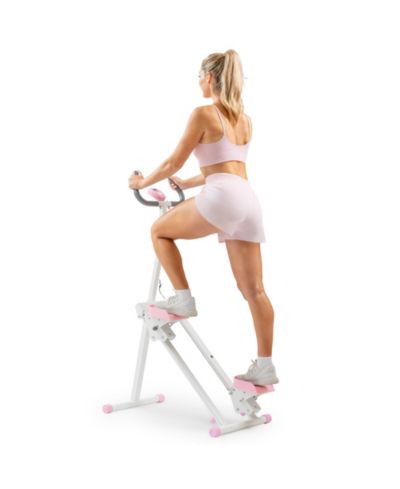 Sunny Health & Fitness Smart Foldable Cardio Stair Climber with SunnyFit App Trainer Led Workouts and Performance Tracking - Pink