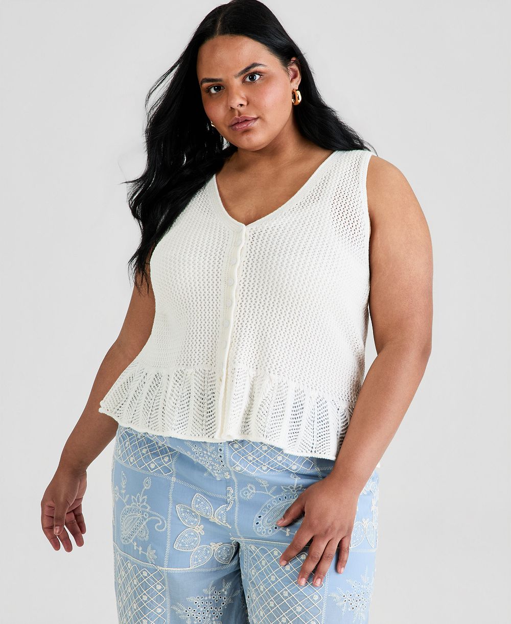 And Now This Trendy Plus Size Peplum Sweater Vest, Macy's Exclusive