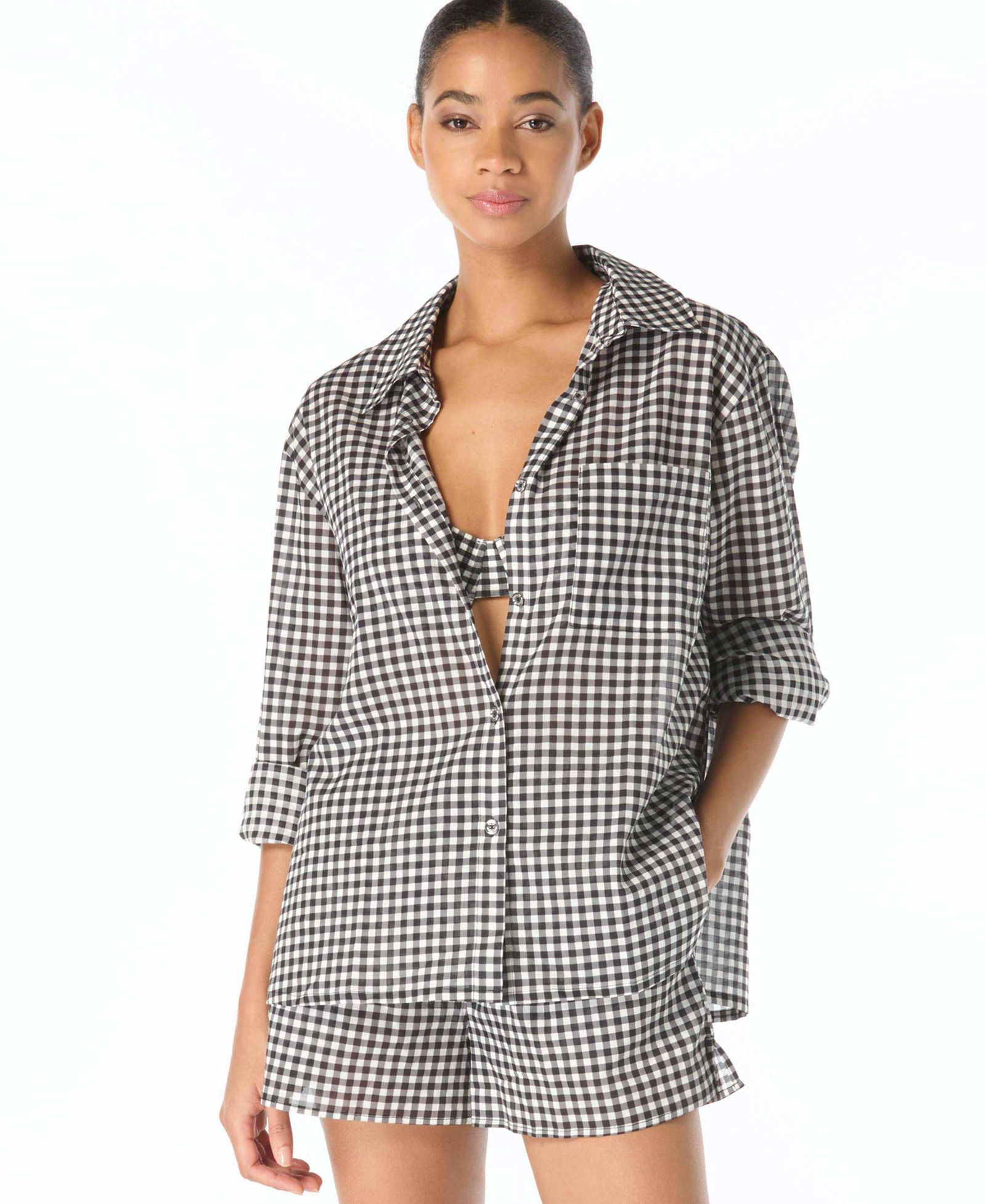 Женская рубашка-накидка для плавания Michael Michael Kors Button-Down Swim Cover-Up