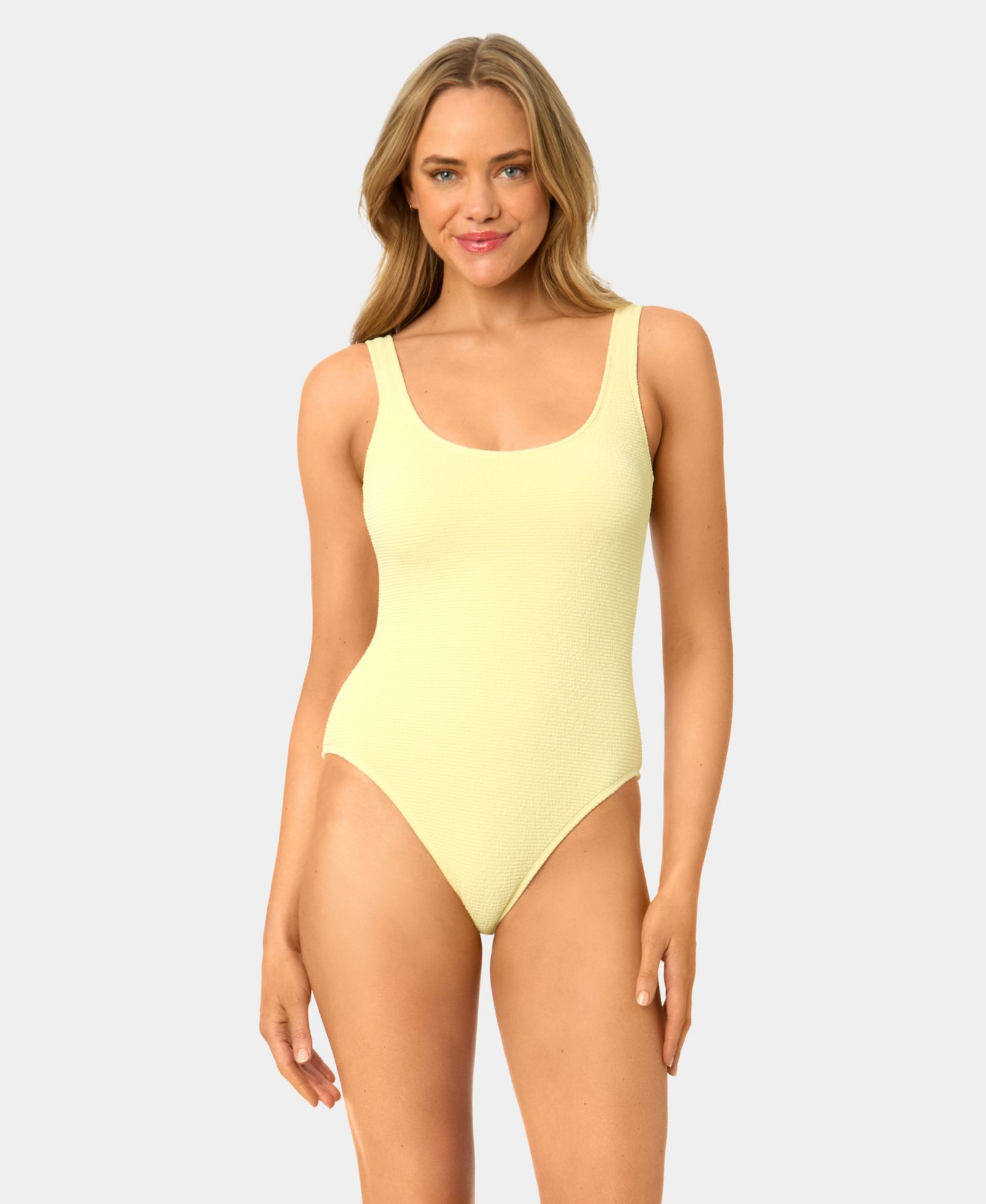 Женский слитный купальник California Waves Solid Popcorn Scrunch Scoop Neck