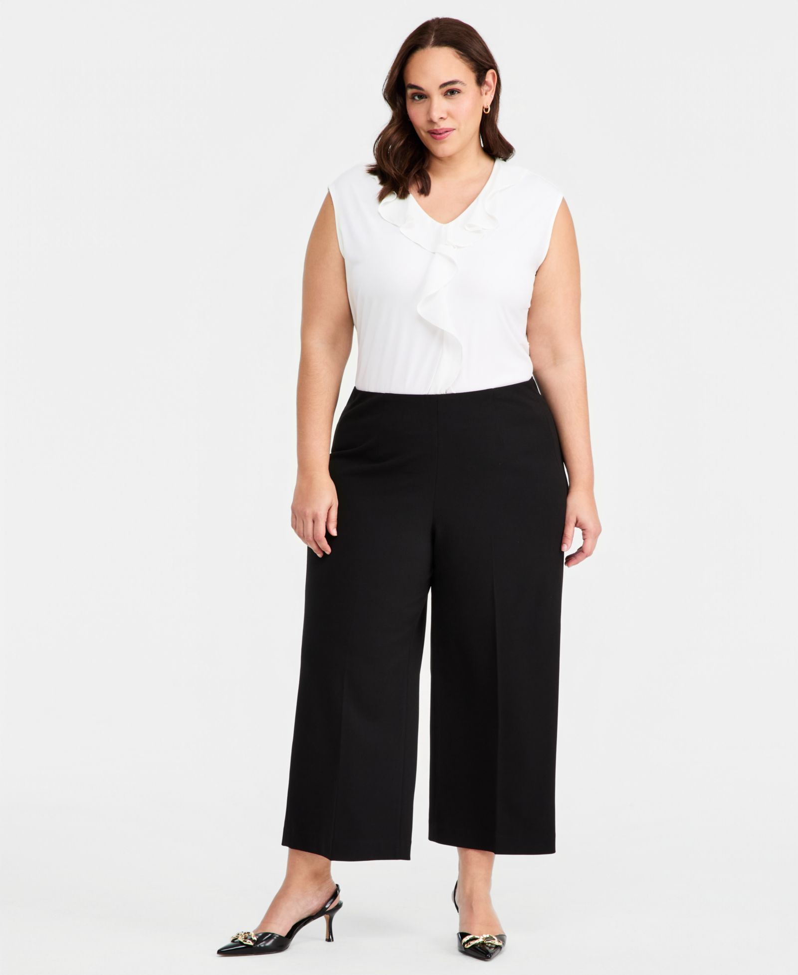 Брюки Anne Klein Plus Size с высокой посадкой и широкими штанинами