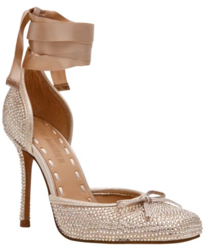 Steve Madden Women's Larina Embellished Lace-Up High Heel Ballet Pumps