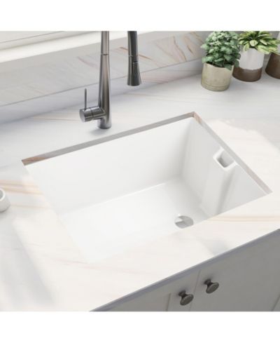 flynama 24x18inch White Ceramic Single Bowl Kitchen Sink High Temperature Firing Durable Easy Clean