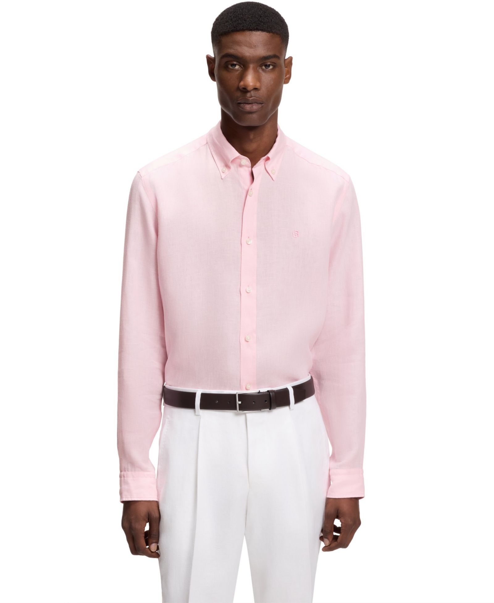 BOSS by Hugo Boss Men's Regular-Fit Button-Down Linen Dress Shirt