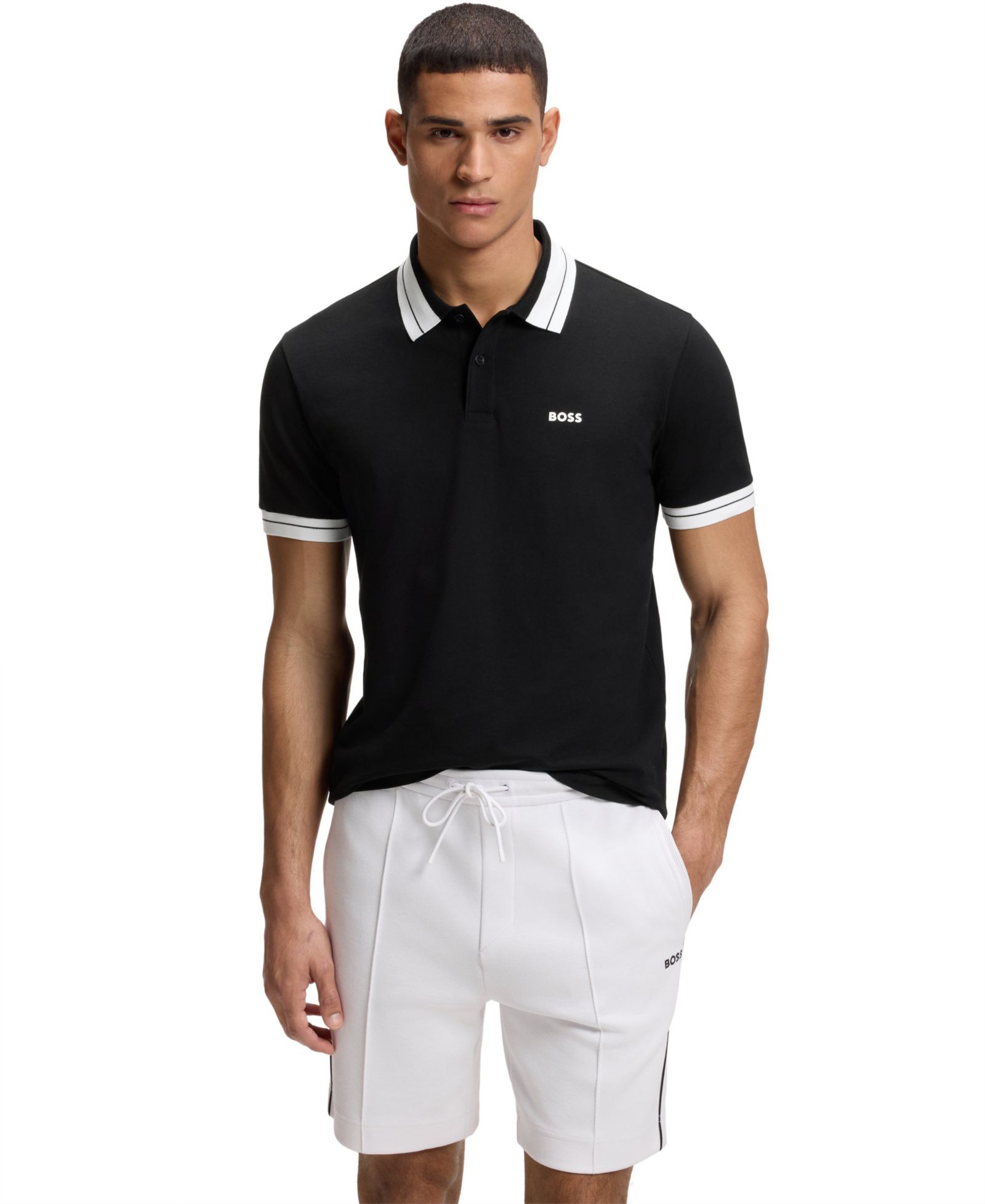 BOSS by Hugo Boss Men's Stretch-Cotton Stripe Trim Polo Shirt