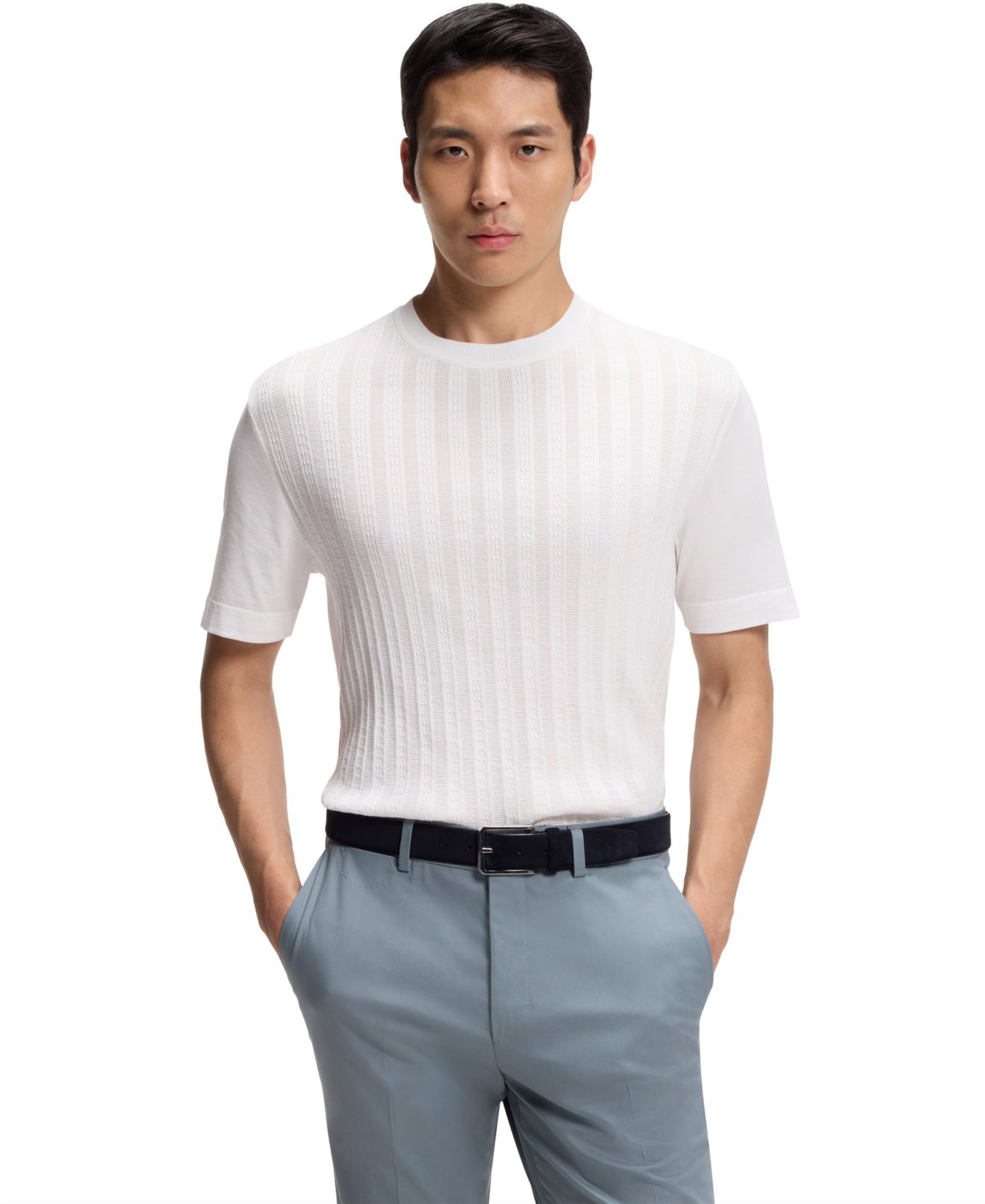 Мужская футболка Hugo Boss Cotton-Silk Cable-Knit