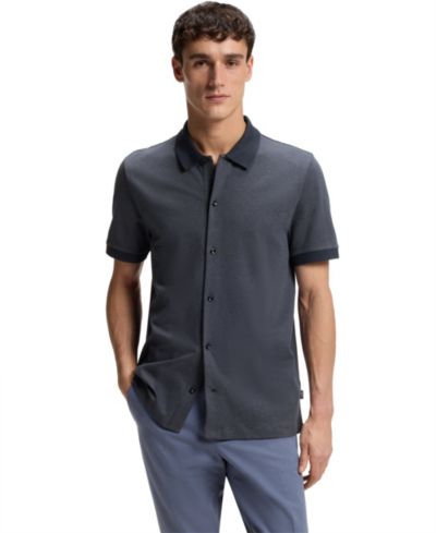 Hugo Boss Мужская хлопковая рубашка regular-fit с объемной структурой