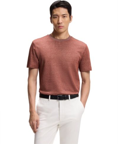 Футболка BOSS by Hugo Boss Men's Cotton, Linen Silk Mouliné-Structured