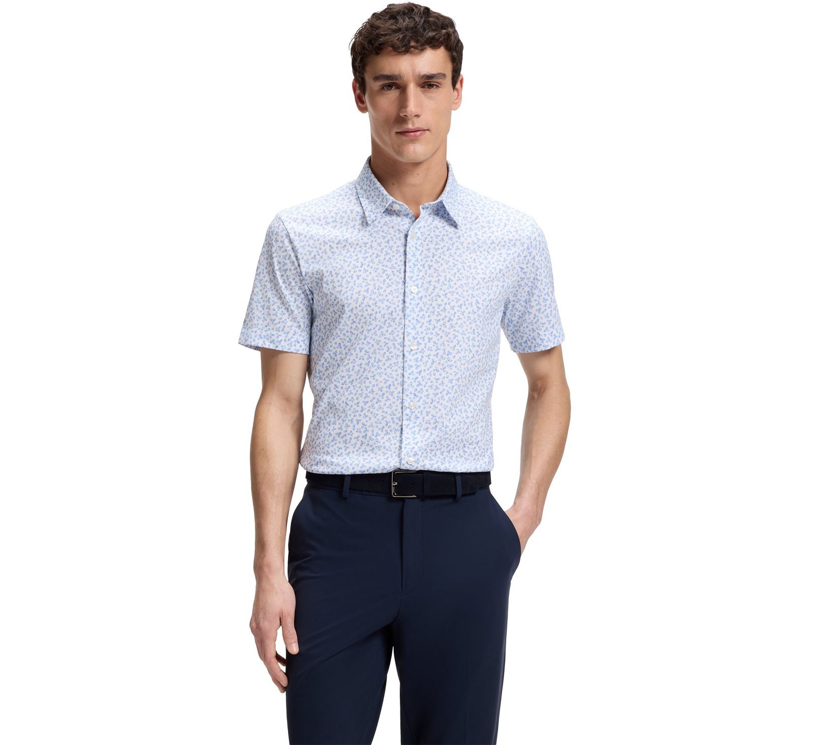 BOSS By Hugo Boss Men's Cotton-Blend Jersey Short-Sleeve Shirt
