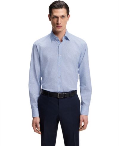 BOSS Мужская рубашка из хлопка с принтом Slim Fit