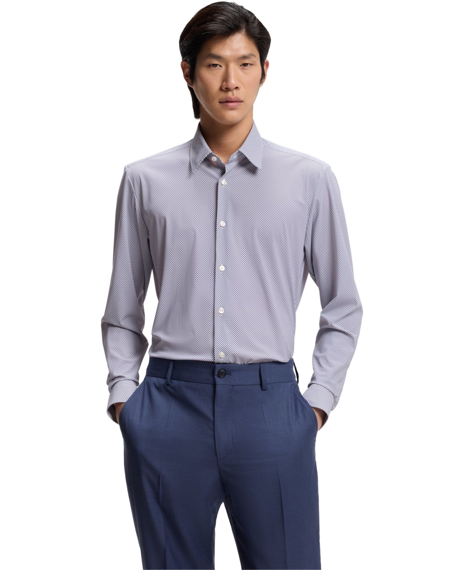 Мужская классическая рубашка BOSS by Hugo Boss Printed Performance-Stretch Regular-Fit Dress Shirt