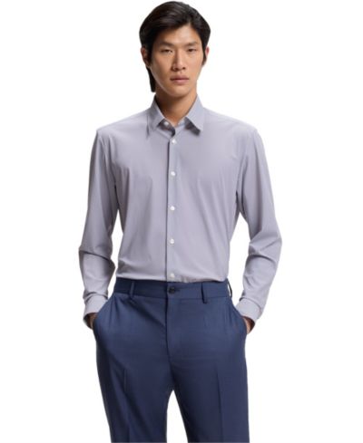 Мужская классическая рубашка BOSS by Hugo Boss Printed Performance-Stretch Regular-Fit Dress Shirt