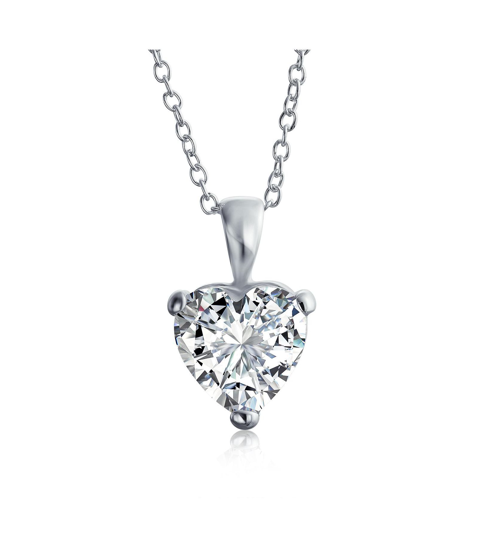 Подвеска-кулон Bling Jewelry Romantic 5CT CZ Cubic Zirconia Heart-Shaped Solitaire.925 Sterling Silver