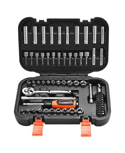 Набор инструментов Mecale 70-Piece 1/4" Drive Socket & Ratchet Set, SAE & Metric, Deep & Shallow, Bits, Accessories, Storage Case, CR-V Steel