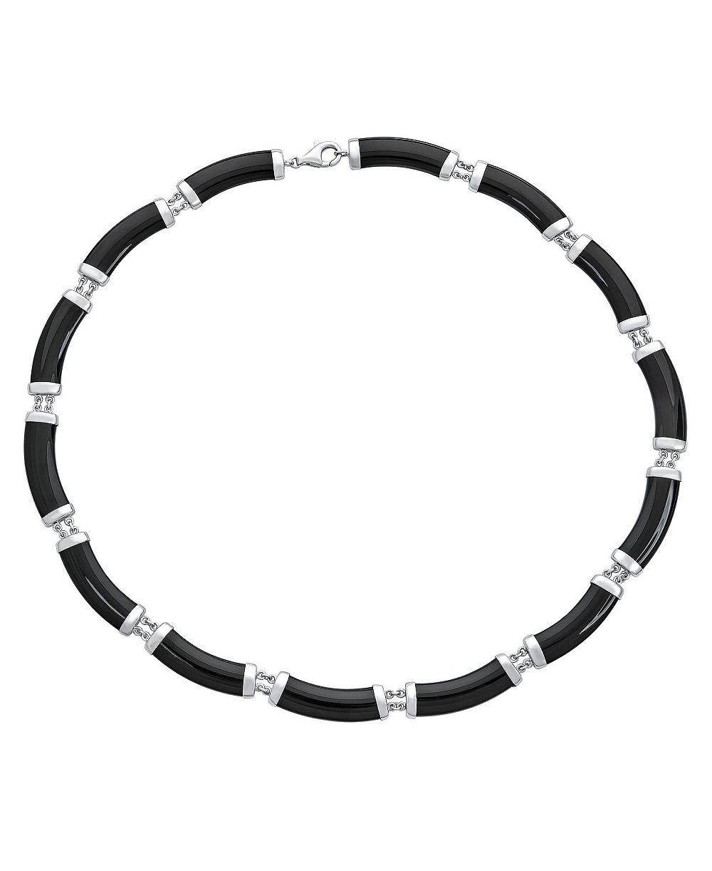 Ожерелье Bling Jewelry из натурального нефрита и оникса, позолоченное стерлинговое серебро 14K, 16 Inch
