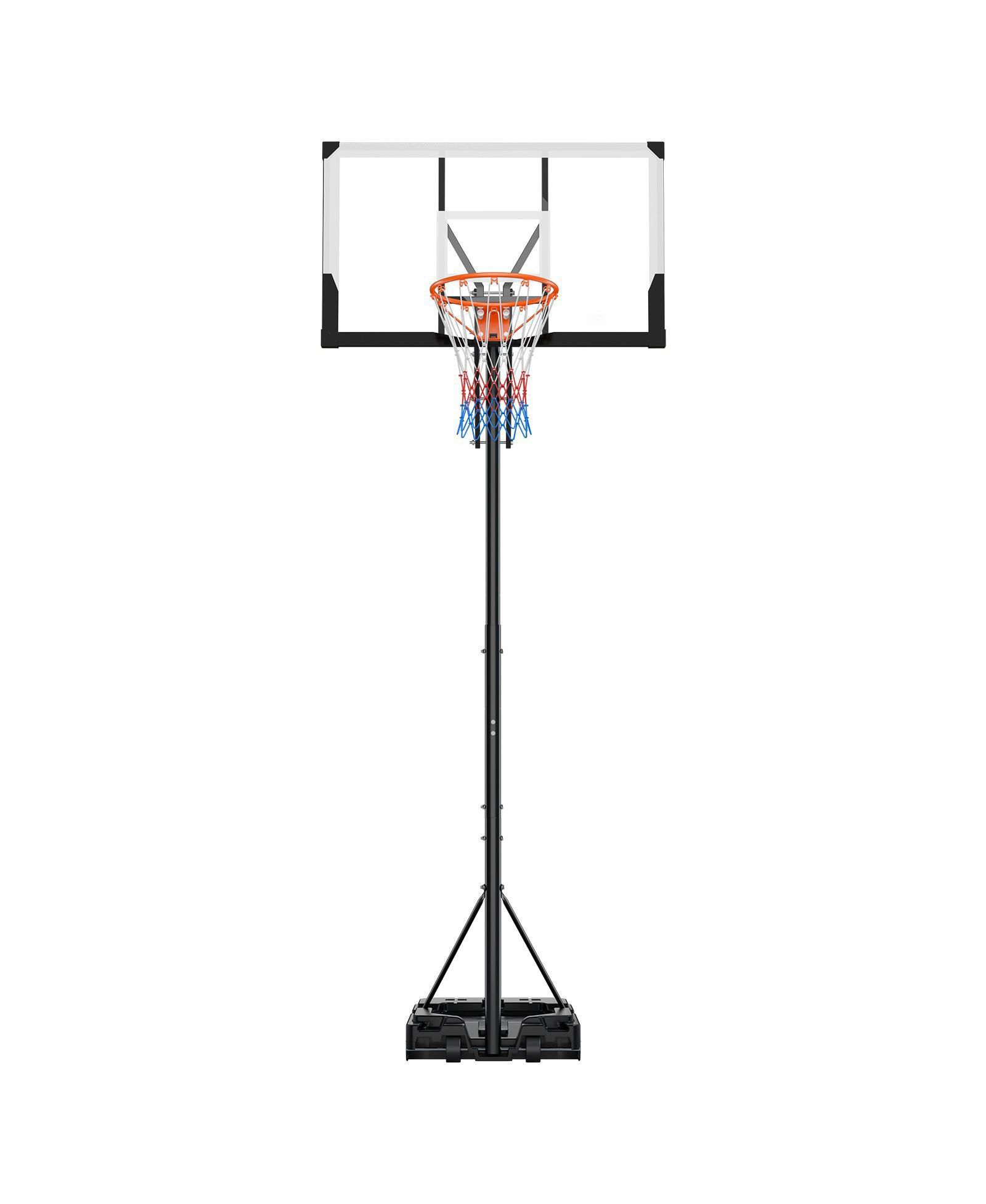 Mecale Portable Basketball Hoop 5.25–10 ft Height Adjustable Stand с 48" PC Backboard и колесами