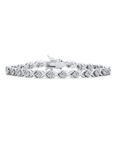 Bling Jewelry Cubic Zirconia Hugs and Kisses XO Design CZ Tennis Bracelet .925 Sterling Silver