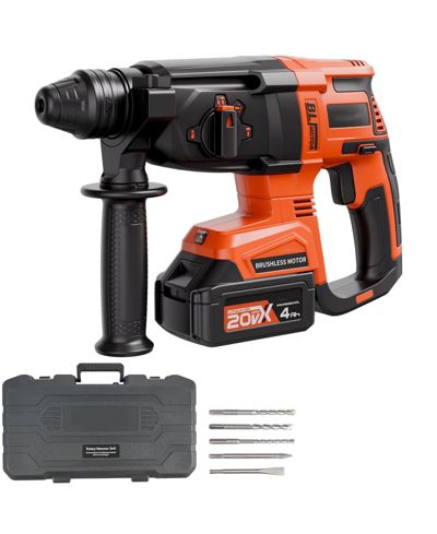 Бесщеточный беспроводной перфоратор Mecale SDS-Plus, 1" Capacity, 4 функции, 1200 RPM, 5300 BPM, аккумулятор и зарядное устройство в комплекте