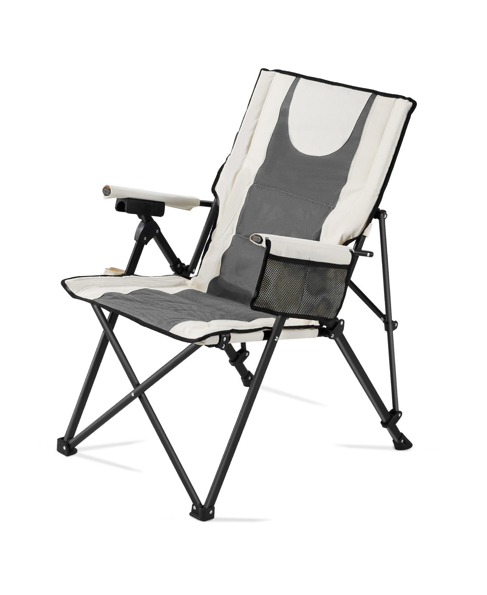 Mecale Folding Camping Chair, High Back Chair with 3 Reclining Positions, Padded Seat, Armrests & Headrest, 260 lb Capacity