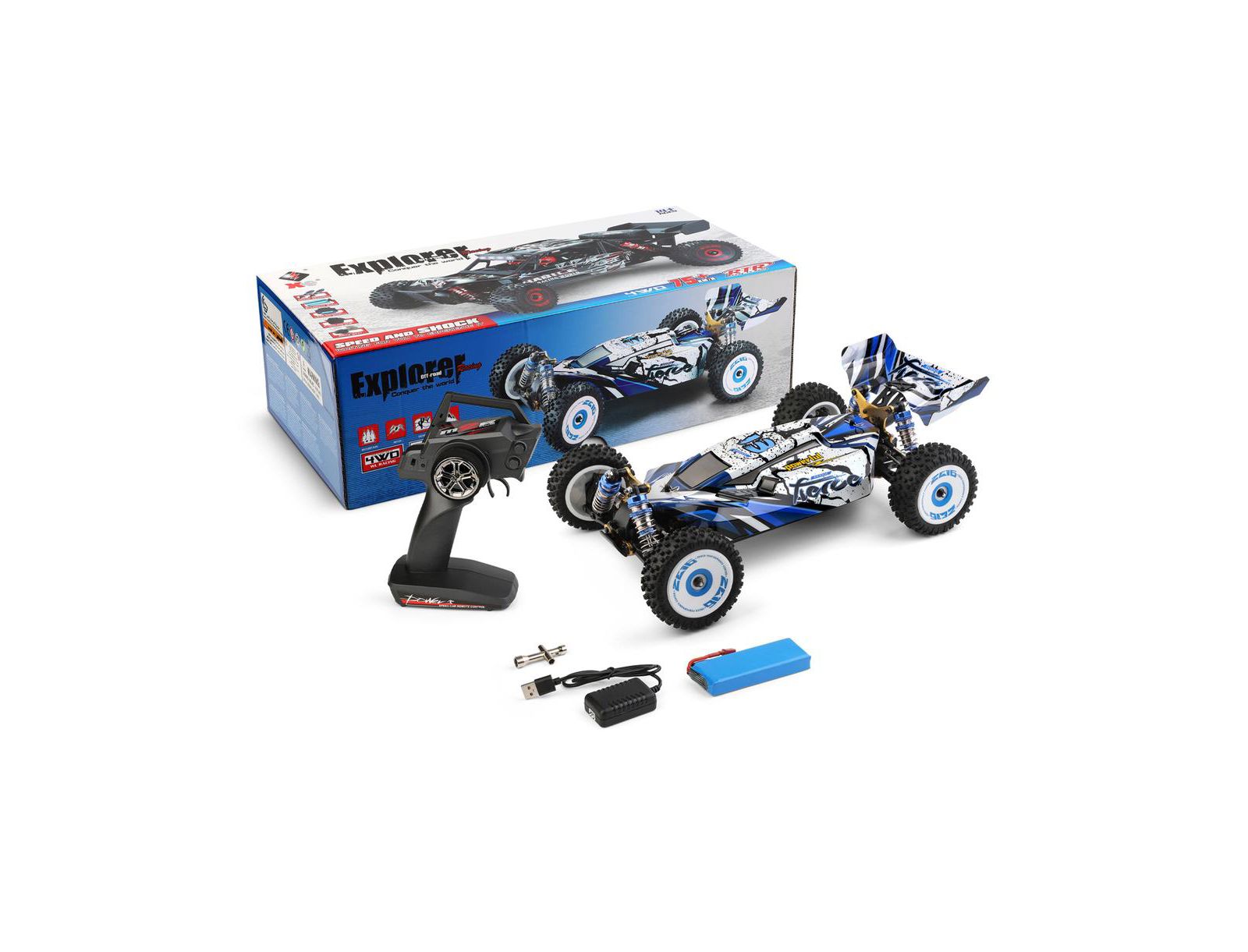 Радиоуправляемая гоночная машина Bruce & Shark 47 MPH | 1:12 Scale, 4WD с алюминиевой рамой