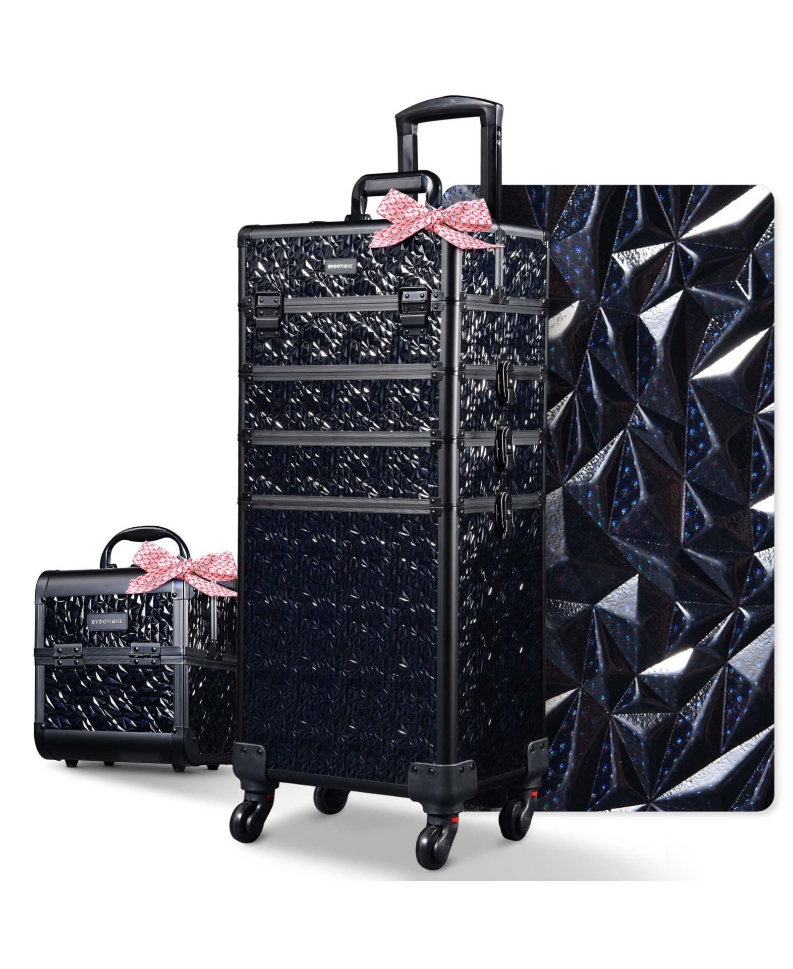 Byootique Makeup Train Case Kit with Cube Case Cosmetic Organizer