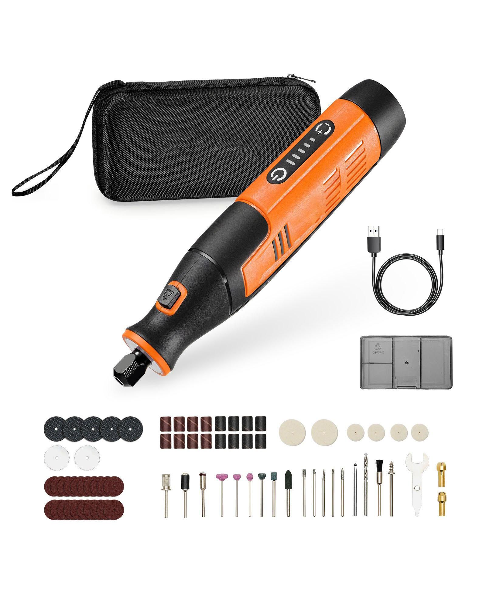 Mecale 73-Piece Cordless Rotary Tool Kit, DC4V Mini Rotary Tool, 5 Speeds 7000–20000 RPM, Multi-Purpose DIY Tool Set