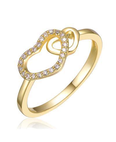 Кольцо Rachel Glauber Timeless 14K Gold Plated Cubic Zirconia Two Hearts
