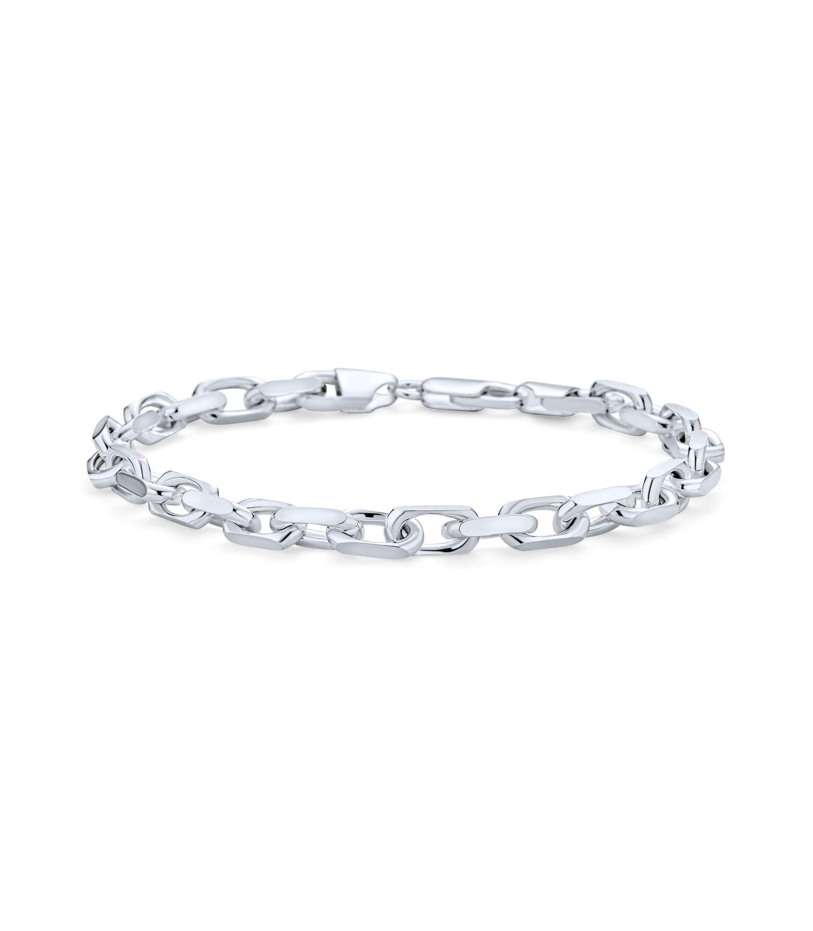 Bling Jewelry Solid Heavy .925 Sterling Silver Forzata Nautical Anchor Chain Link Bracelet 8.5"