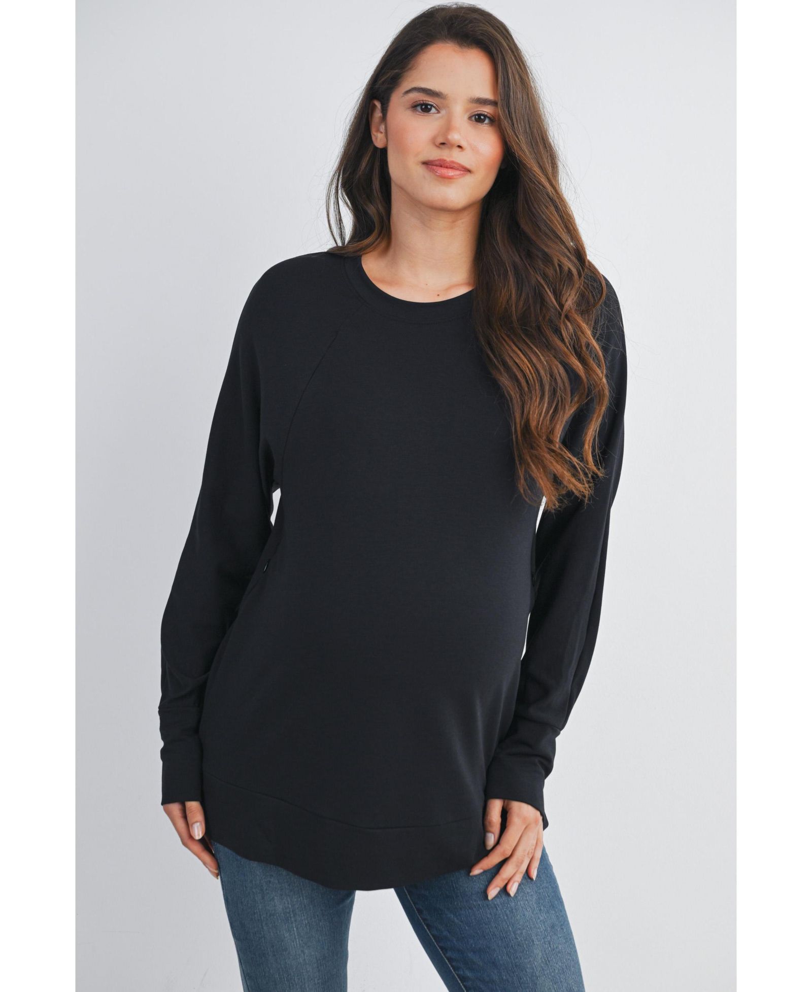 Свитшот Hello Miz Maternity Crew Neck Side Zip Nursing Pullover