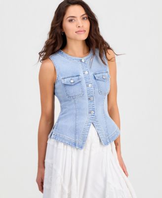 And Now This Petite Denim Flyaway Vest, Macy's Exclusive