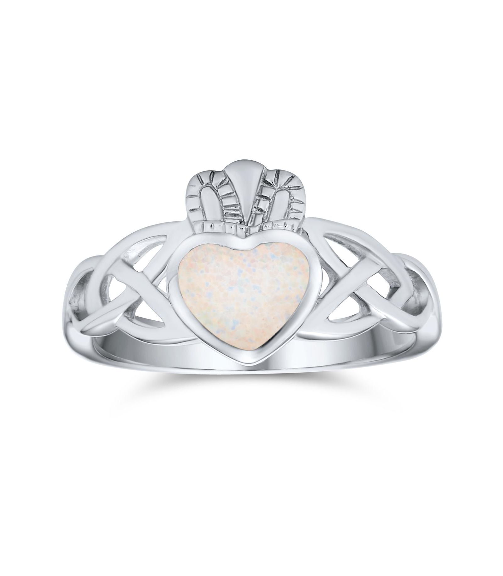 Bling Jewelry кольцо Claddagh из стерлингового серебра с опалом BFF Celtic Irish Friendship Promise