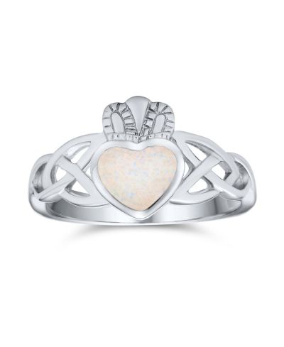 Bling Jewelry кольцо Claddagh из стерлингового серебра с опалом BFF Celtic Irish Friendship Promise