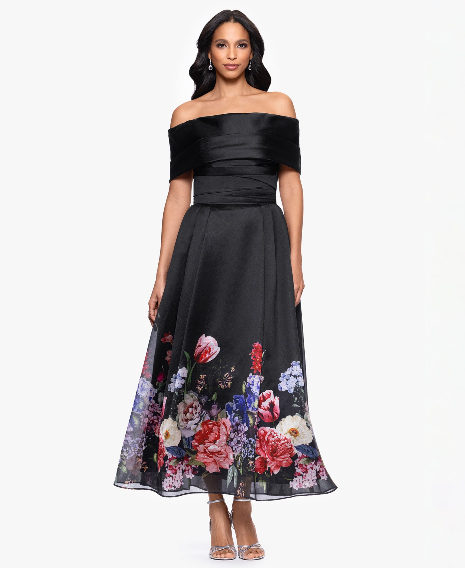Женское платье Betsy & Adam Off-The-Shoulder Floral Print