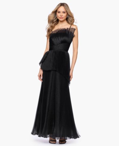 Вечернее платье Betsy & Adam Women's Pleated Square Neck Ball Gown