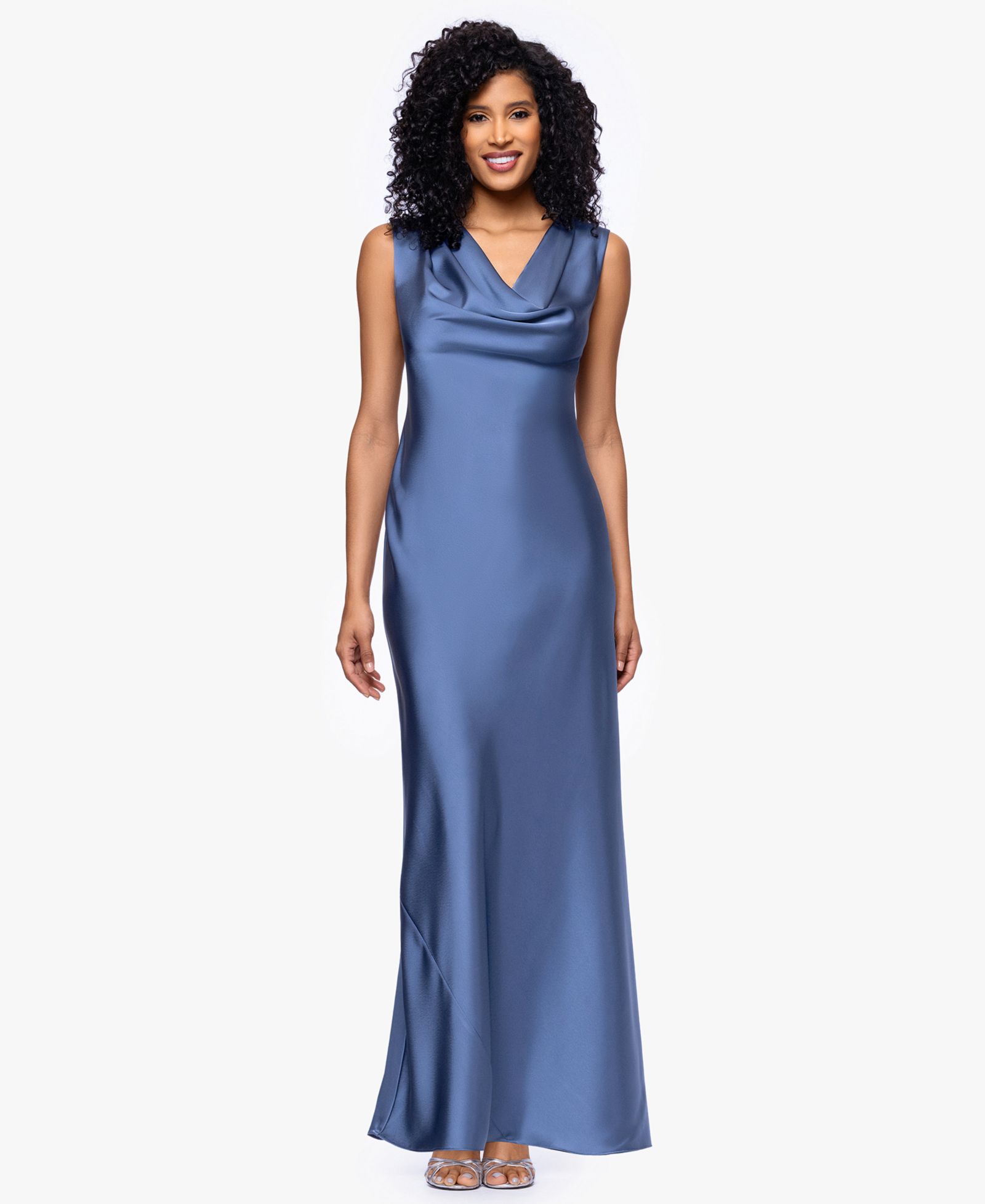 Betsy & Adam Women's Cowl Neck Ball Gown