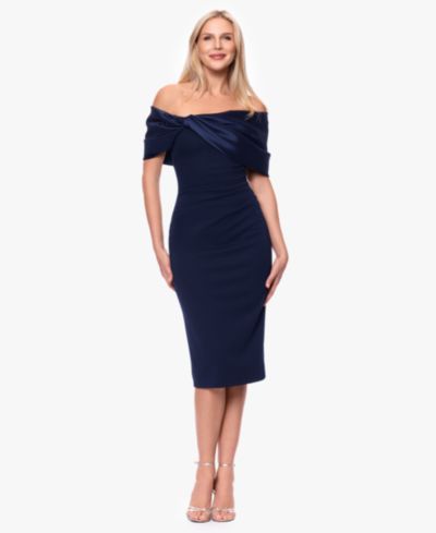 Betsy & Adam Women's Off-The-Shoulder Midi Dress
