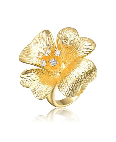 Кольцо Rachel Glauber Timeless 14K Gold Plated Cubic Zirconia Flower