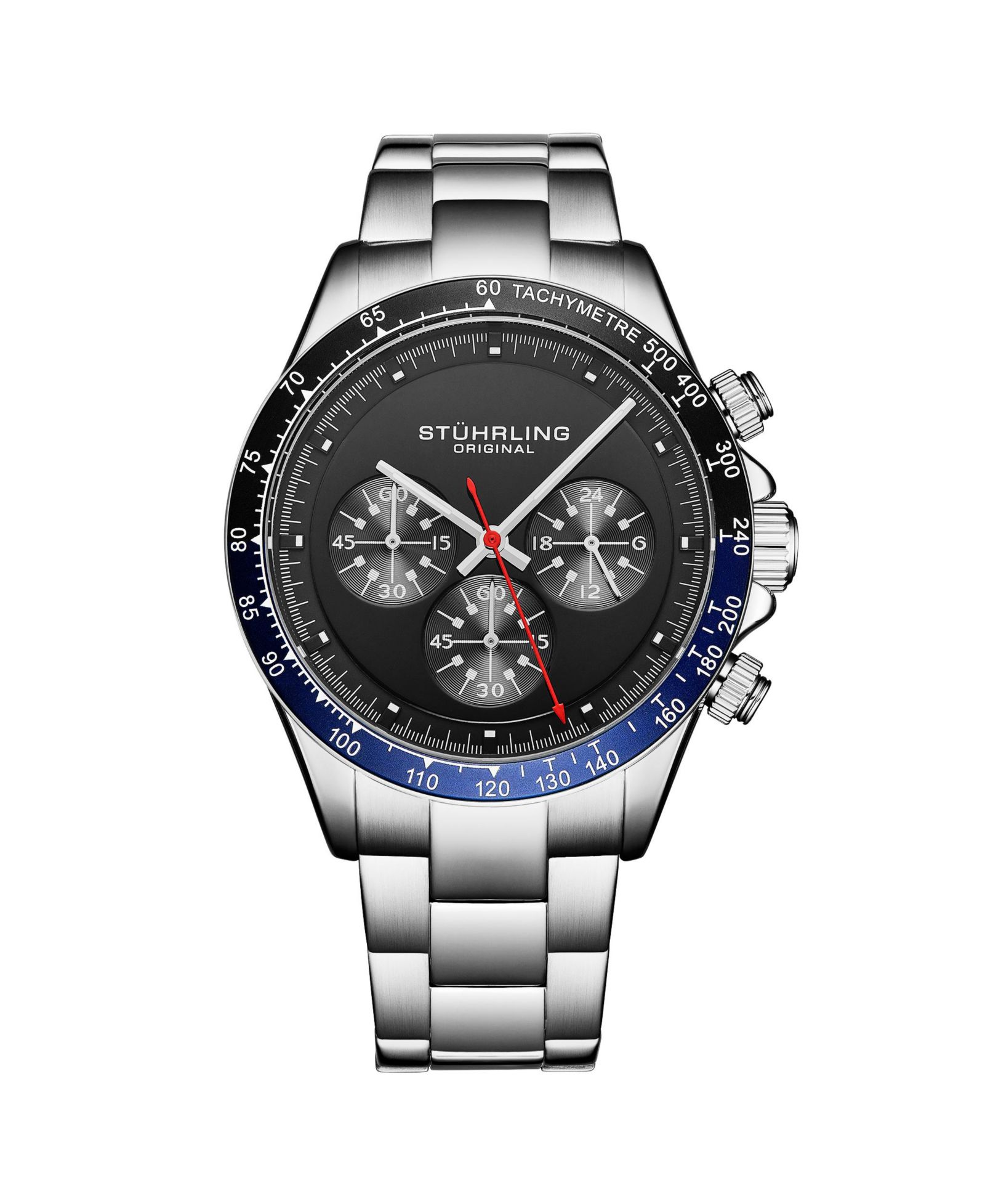 Stuhrling Chronomark 4066 Men’s Quartz Chronograph Watch with Screw-Down Crown, Textured Dial & Stainless Steel Bracelet