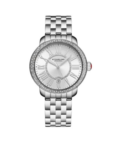 Stuhrling Celestia 4080 Women s Quartz 38mm Watch with Swarovski Crystal Bezel, Roman Numeral Sunray Dial and Stainless Steel Bracelet