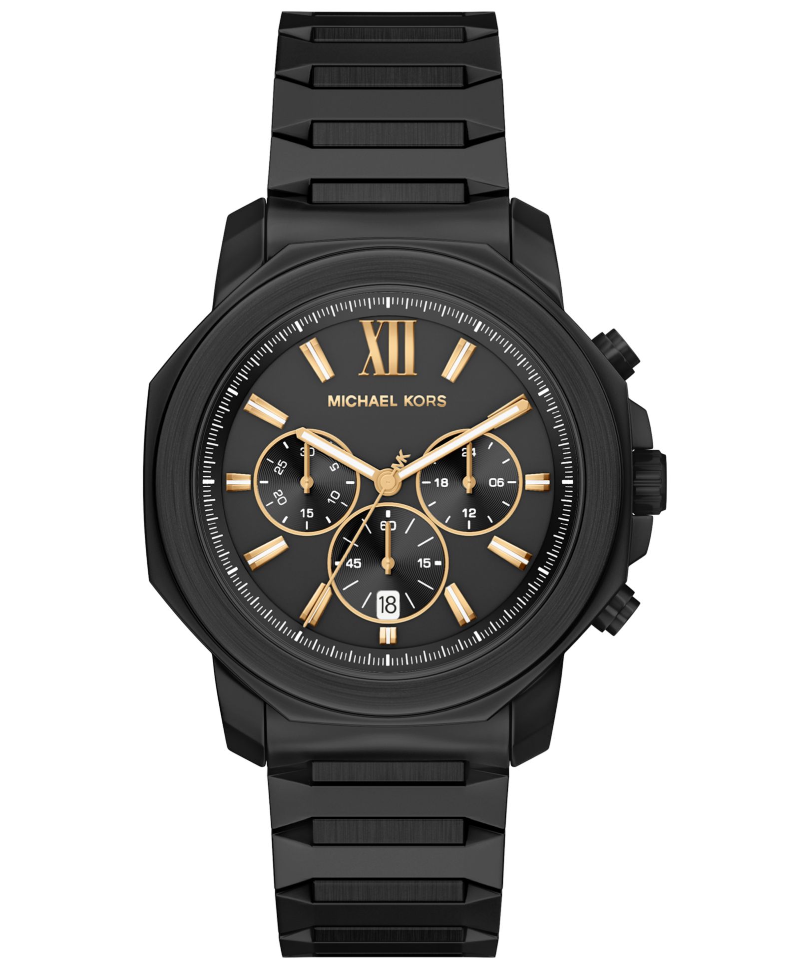 Michael Kors Men's Prescott Chronograph Black IP Stainless Steel Watch, 44mm