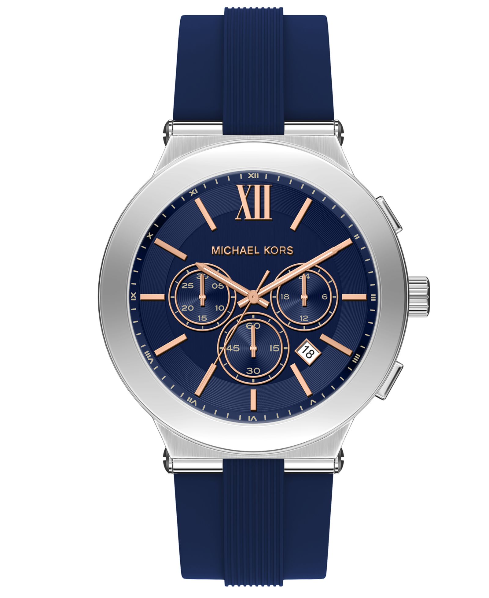 Michael Kors Men's Billie Chronograph Navy Silicone Watch, 46mm