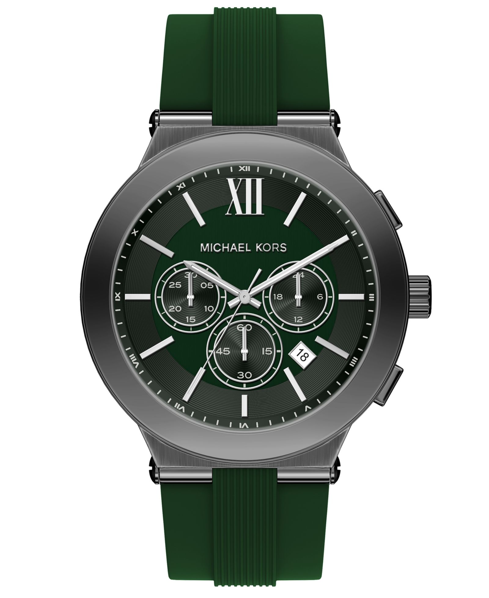 часы Michael Kors Billie Chronograph, зеленый силикон, 46mm, Мужской